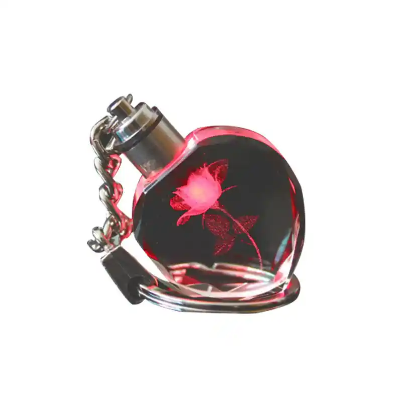 LED Heart Crystal Keychain