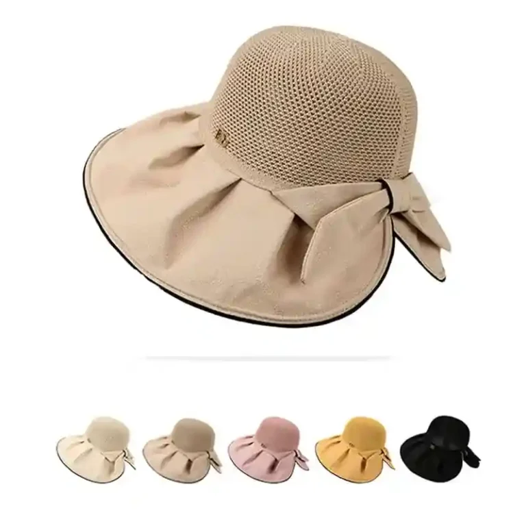 夏用リボン付きメッシュサンハット（レディース） 