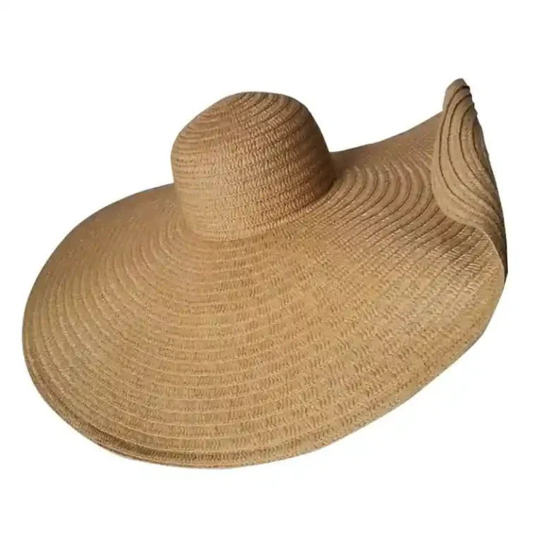 つば広サン麦わら帽子（女性用、折りたたみ式サンシェード付きビーチハット）