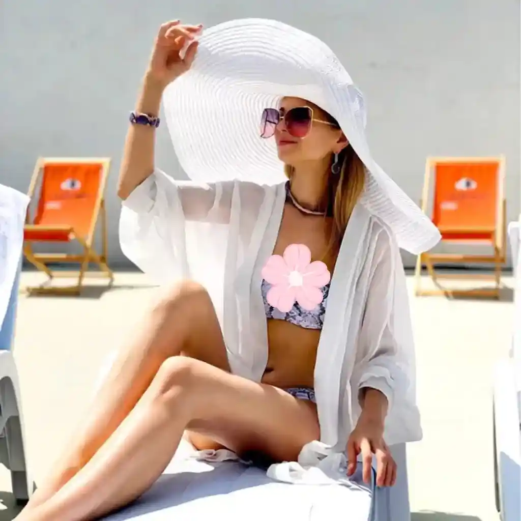 つば広サンハット レディース