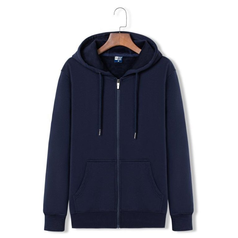 Sweat à capuche épais à fermeture éclair pour automne et hiver en pur coton pelucheux