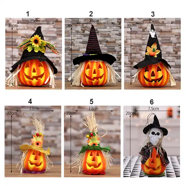 Décoration d'Halloween en forme de citrouille et de sorcière