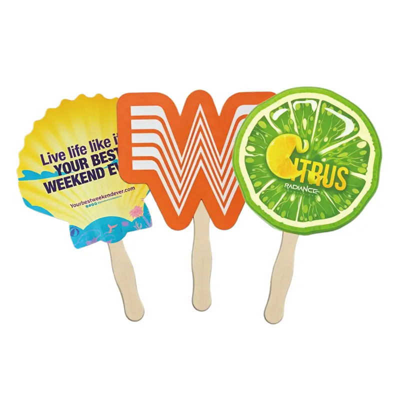 custom wooden handle fan paper handheld fan